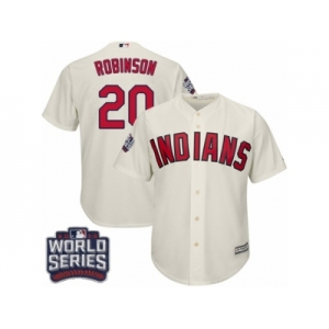 Youth Majestic Cleveland Indians #20 Eddie Robinson Authentic Cream Alternate 2 2016 World Series Bound Cool Base MLB Jersey