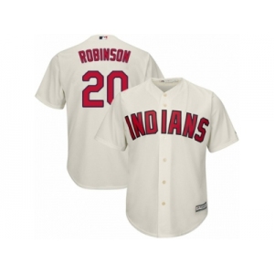 Youth Majestic Cleveland Indians #20 Eddie Robinson Authentic Cream Alternate 2 Cool Base MLB Jersey