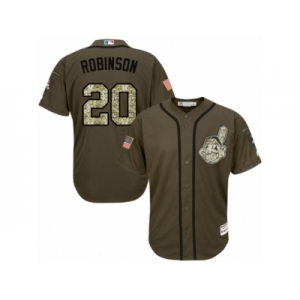 Youth Majestic Cleveland Indians #20 Eddie Robinson Authentic Green Salute to Service MLB Jersey