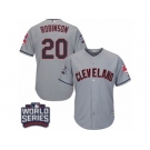 Youth Majestic Cleveland Indians #20 Eddie Robinson Authentic Grey Road 2016 World Series Bound Cool Base MLB Jersey