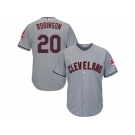 Youth Majestic Cleveland Indians #20 Eddie Robinson Authentic Grey Road Cool Base MLB Jersey