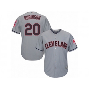 Youth Majestic Cleveland Indians #20 Eddie Robinson Authentic Grey Road Cool Base MLB Jersey