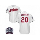 Youth Majestic Cleveland Indians #20 Eddie Robinson Authentic White Home 2016 World Series Bound Cool Base MLB Jersey