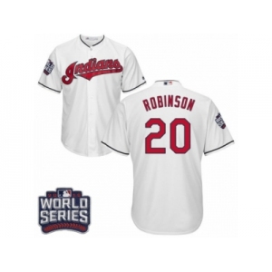 Youth Majestic Cleveland Indians #20 Eddie Robinson Authentic White Home 2016 World Series Bound Cool Base MLB Jersey