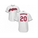 Youth Majestic Cleveland Indians #20 Eddie Robinson Authentic White Home Cool Base MLB Jersey