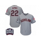 Youth Majestic Cleveland Indians #22 Jason Kipnis Authentic Grey Road 2016 World Series Bound Cool Base MLB