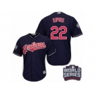 Youth Majestic Cleveland Indians #22 Jason Kipnis Authentic Navy Blue Alternate 1 2016 World Series Bound Cool Base MLB Jersey