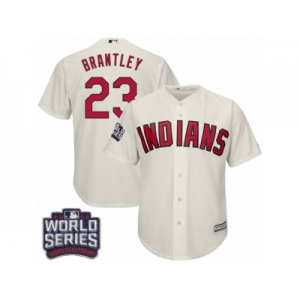 Youth Majestic Cleveland Indians #23 Michael Brantley Authentic Cream Alternate 2 2016 World Series Bound Cool Base MLB Jersey