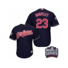 Youth Majestic Cleveland Indians #23 Michael Brantley Authentic Navy Blue Alternate 1 2016 World Series Bound Cool Base MLB Jersey