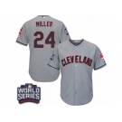 Youth Majestic Cleveland Indians #24 Andrew Miller Authentic Grey Road 2016 World Series Bound Cool Base MLB Jersey