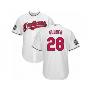 Youth Majestic Cleveland Indians #28 Corey Kluber Authentic White Home 2016 World Series Bound Cool Base MLB Jersey