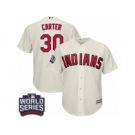 Youth Majestic Cleveland Indians #30 Joe Carter Authentic Cream Alternate 2 2016 World Series Bound Cool Base MLB Jersey