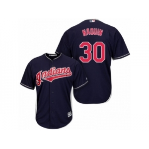 Youth Majestic Cleveland Indians #30 Tyler Naquin Authentic Navy Blue Alternate 1 Cool Base MLB Jersey