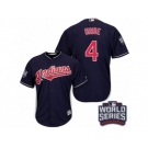 Youth Majestic Cleveland Indians #4 Juan Uribe Authentic Navy Blue Alternate 1 2016 World Series Bound Cool Base MLB Jersey