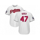 Youth Majestic Cleveland Indians #47 Trevor Bauer Authentic White Home 2016 World Series Bound Cool Base MLB Jersey