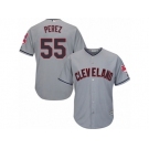 Youth Majestic Cleveland Indians #55 Roberto Perez Authentic Grey Road Cool Base MLB Jersey