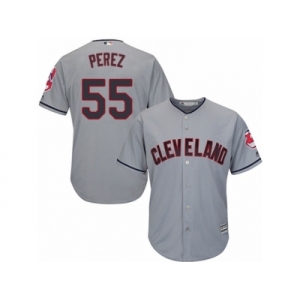 Youth Majestic Cleveland Indians #55 Roberto Perez Authentic Grey Road Cool Base MLB Jersey