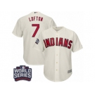 Youth Majestic Cleveland Indians #7 Kenny Lofton Authentic Cream Alternate 2 2016 World Series Bound Cool Base MLB Jersey