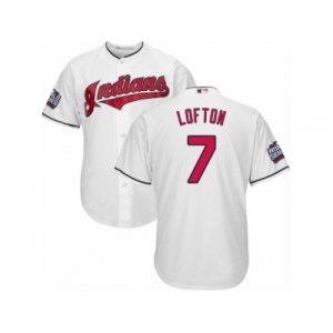 Youth Majestic Cleveland Indians #7 Kenny Lofton Authentic White Home 2016 World Series Bound Cool Base MLB Jersey