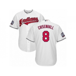 Youth Majestic Cleveland Indians #8 Lonnie Chisenhall Authentic White Home 2016 World Series Bound Cool Base MLB Jersey