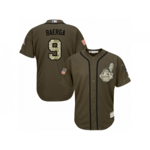 Youth Majestic Cleveland Indians #9 Carlos Baerga Authentic Green Salute to Service MLB Jersey