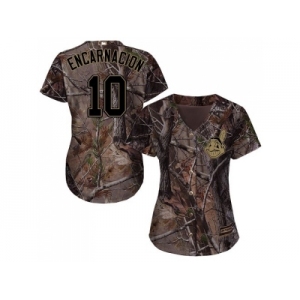 Women Cleveland Indians #10 Edwin Encarnacion Camo Realtree Collection Cool Base Stitched MLB Jersey