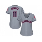 Women Cleveland Indians #11 Jose Ramirez Grey Road Stitched MLB Jersey