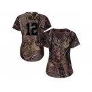 Women Cleveland Indians #12 Francisco Lindor Camo Realtree Collection Cool Base Stitched MLB Jersey