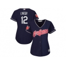 Women Cleveland Indians #12 Francisco Lindor Majestic Navy 2018 Spring Training Cool Base Player Jersey