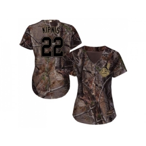 Women Cleveland Indians #22 Jason Kipnis Camo Realtree Collection Cool Base Stitched MLB Jersey