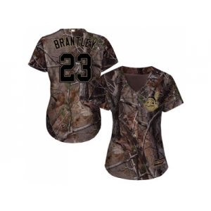 Women Cleveland Indians #23 Michael Brantley Camo Realtree Collection Cool Base Stitched MLB Jersey