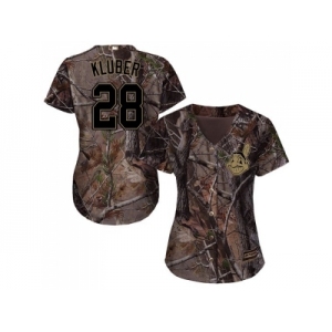 Women Cleveland Indians #28 Corey Kluber Camo Realtree Collection Cool Base Stitched MLB Jersey