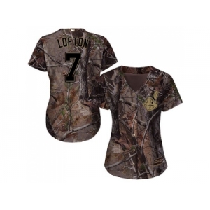 Women Cleveland Indians #7 Kenny Lofton Camo Realtree Collection Cool Base Stitched MLB Jersey