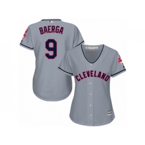 Women Majestic Cleveland Indians #9 Carlos Baerga Authentic Grey Road Cool Base MLB Jersey