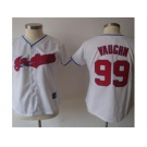 Women Majestic Cleveland Indians #99 Vaughn white Jerseys