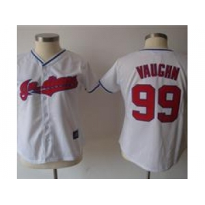 Women Majestic Cleveland Indians #99 Vaughn white Jerseys