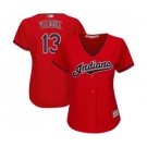 Women's Cleveland Indians #13 Omar Vizquel Replica Scarlet Alternate 2 Cool Base Baseball Jersey