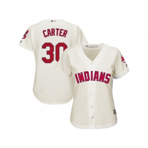 Women's Cleveland Indians #30 Joe Carter Cream Alternate Stitched MLB Jersey