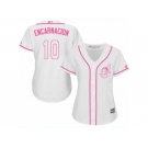 Women's Majestic Cleveland Indians #10 Edwin Encarnacion Authentic White Fashion Cool Base MLB Jersey