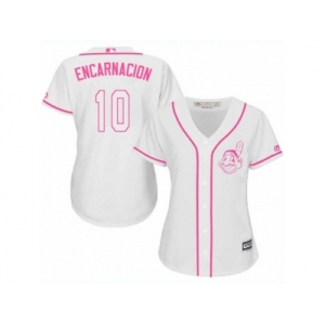 Women's Majestic Cleveland Indians #10 Edwin Encarnacion Authentic White Fashion Cool Base MLB Jersey