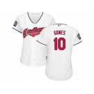 Women's Majestic Cleveland Indians #10 Yan Gomes Authentic White Home 2016 World Series Bound Cool Base MLB Jersey