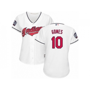 Women's Majestic Cleveland Indians #10 Yan Gomes Authentic White Home 2016 World Series Bound Cool Base MLB Jersey