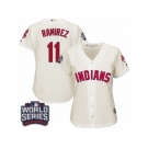 Women's Majestic Cleveland Indians #11 Jose Ramirez Authentic Cream Alternate 2 2016 World Series Bound Cool Base MLB Jersey