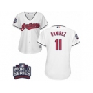 Women's Majestic Cleveland Indians #11 Jose Ramirez Authentic White Home 2016 World Series Bound Cool Base MLB Jersey