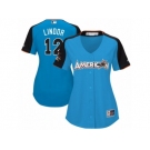 Women's Majestic Cleveland Indians #12 Francisco Lindor Replica Blue American League 2017 MLB All-Star MLB Jersey