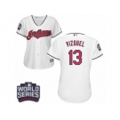 Women's Majestic Cleveland Indians #13 Omar Vizquel Authentic White Home 2016 World Series Bound Cool Base MLB Jersey