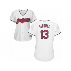 Women's Majestic Cleveland Indians #13 Omar Vizquel Authentic White Home Cool Base MLB Jersey