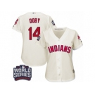 Women's Majestic Cleveland Indians #14 Larry Doby Authentic Cream Alternate 2 2016 World Series Bound Cool Base MLB Jersey