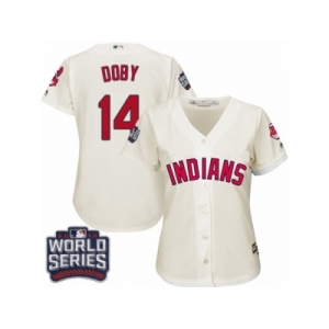 Women's Majestic Cleveland Indians #14 Larry Doby Authentic Cream Alternate 2 2016 World Series Bound Cool Base MLB Jersey