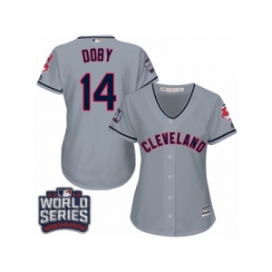 Women's Majestic Cleveland Indians #14 Larry Doby Authentic Grey Road 2016 World Series Bound Cool Base MLB Jersey